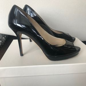 Luna Patent Peep-Toe Pump, Black